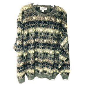 VTG San Mateo Island Chevron Pullover Sweater Men's XL Neutrals Cotton Acrylic
